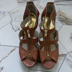 Michael Kors Brown/Cognac Zippered High Heel Sandal Size 9